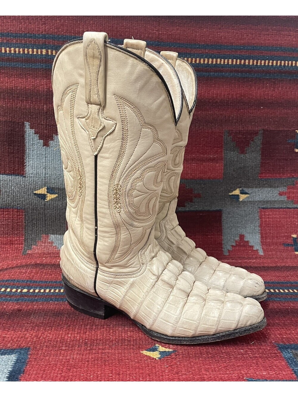 VINTAGE Holster Cream ALLIGATOR Boots US Men's size 7.5  (Ladies 9-9.5) MEX 26.5
